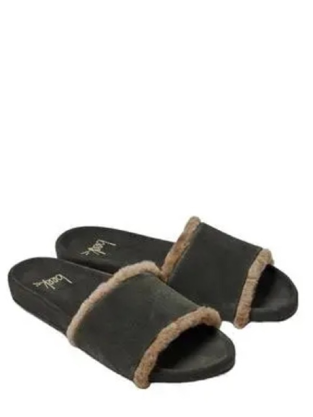BEEK Gallito Shearling Slide Slip on Sandals Color Green Ivy Womens Size 7